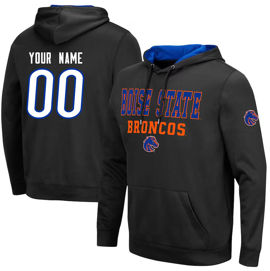 Custom Boise State Broncos Name And Number College Hoodie-Black